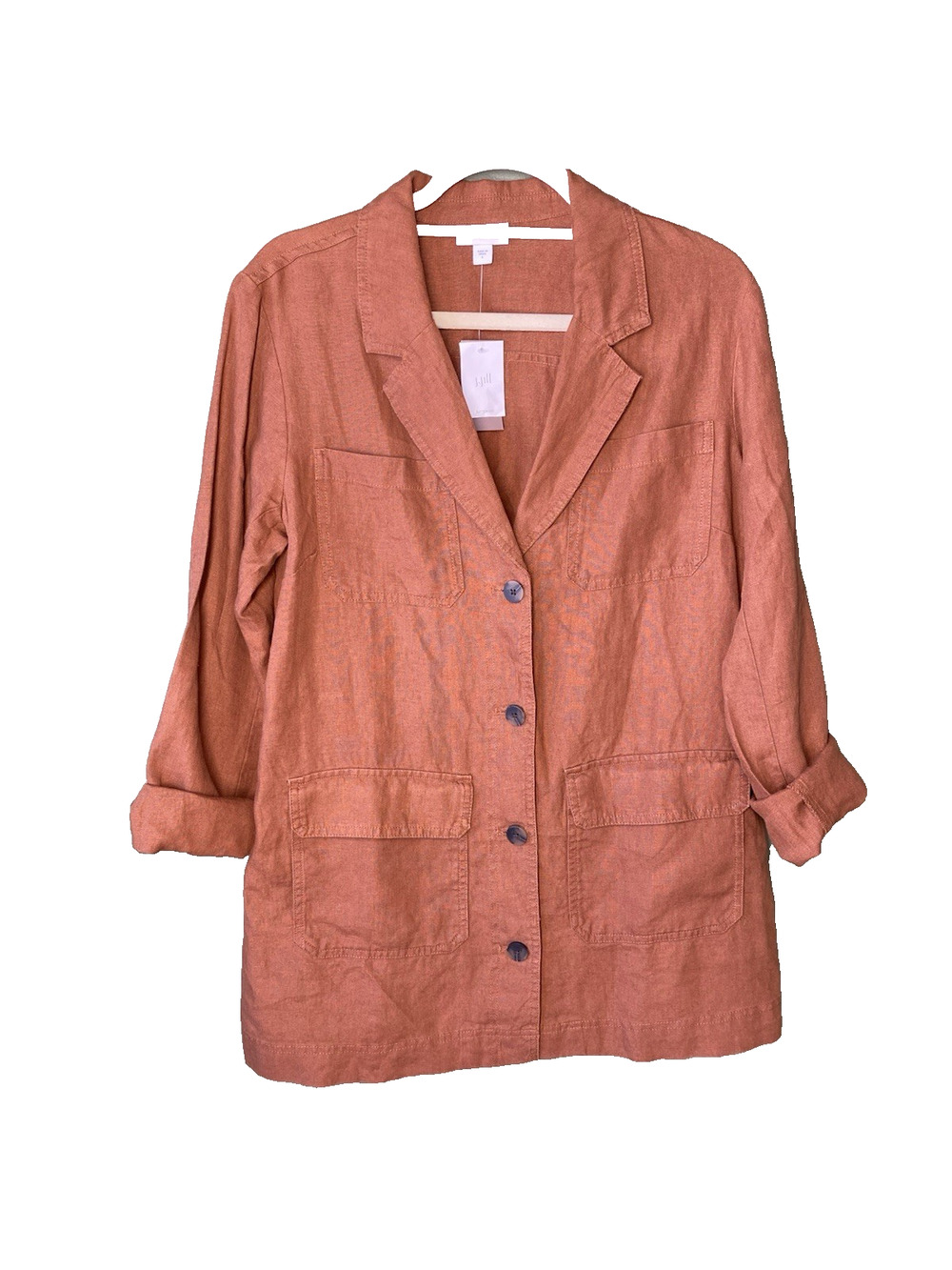 J. Jill Love Linen Long Utility Blazer Womens Small NEW Coastal Grandma Jacket
